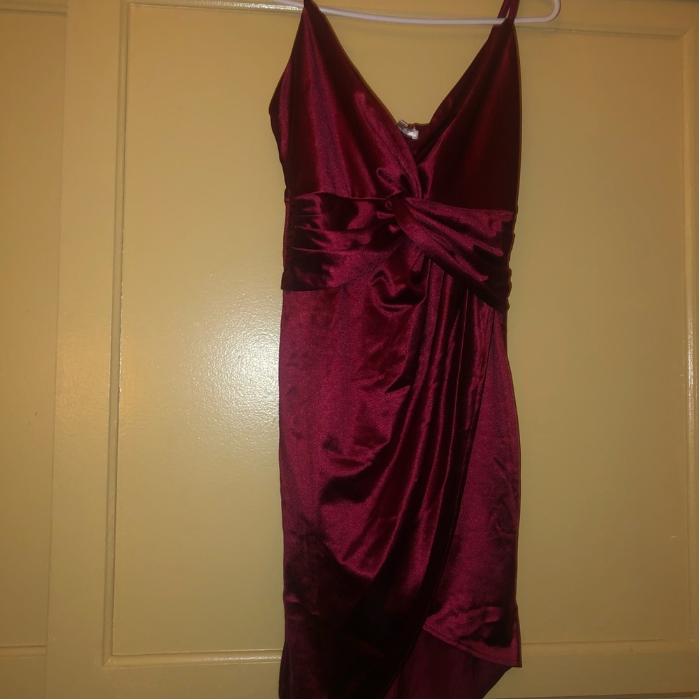 Wine silk dress